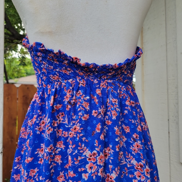 NWOT Lulu's Precious Personality Blue Floral Smocked Backless Midi Dress - Picture 11 of 12